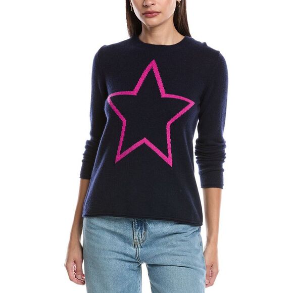 Alashan Cashmere Womens  Sirius Star Intarsia Cashmere Sweater, Blue - Picture 1 of 3